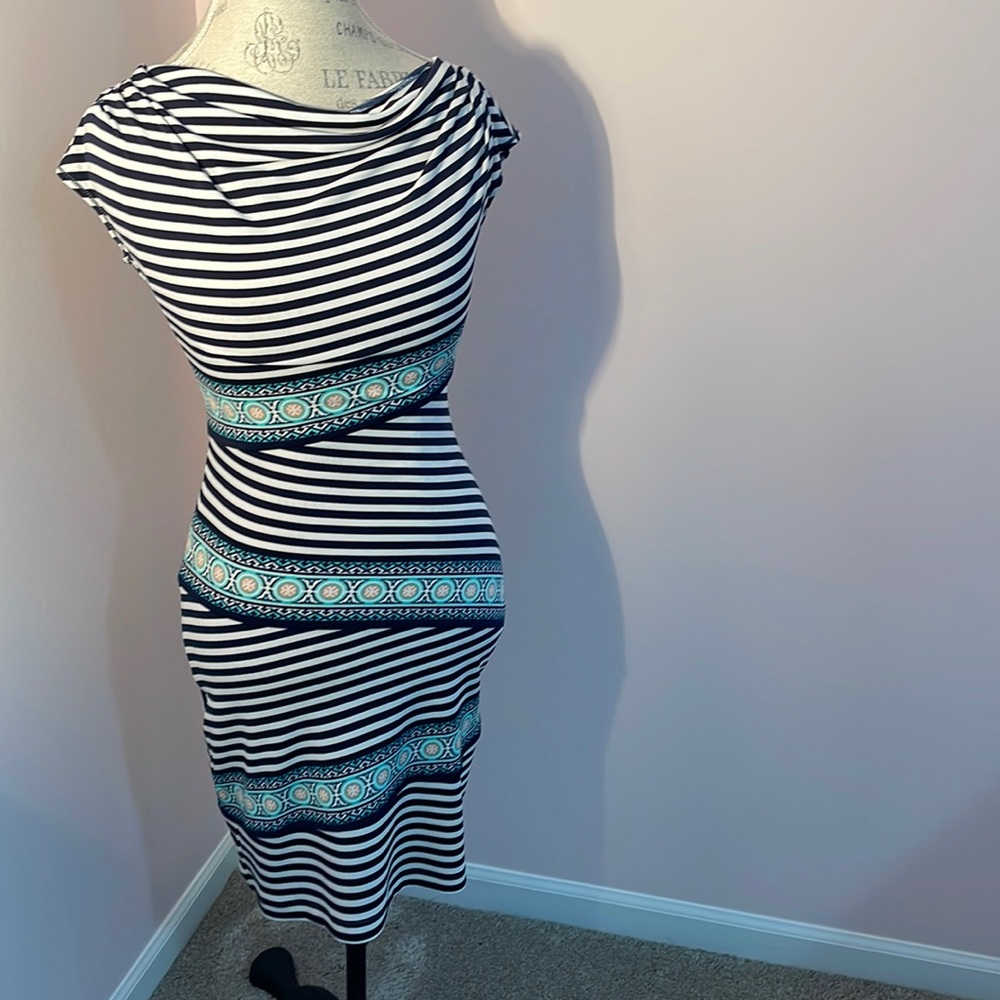 Sexy MSSP blue and white striped dress